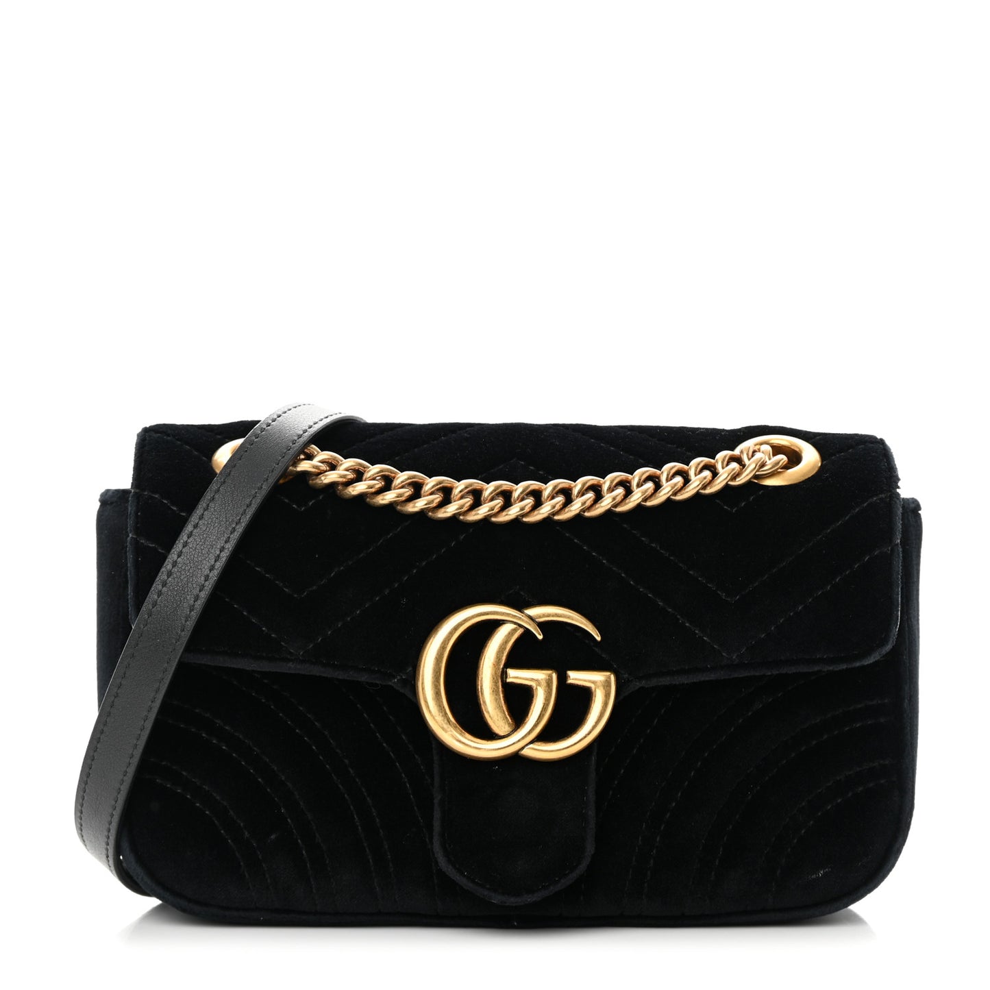 Velvet Matelasse Mini GG Marmont Shoulder Bag Black