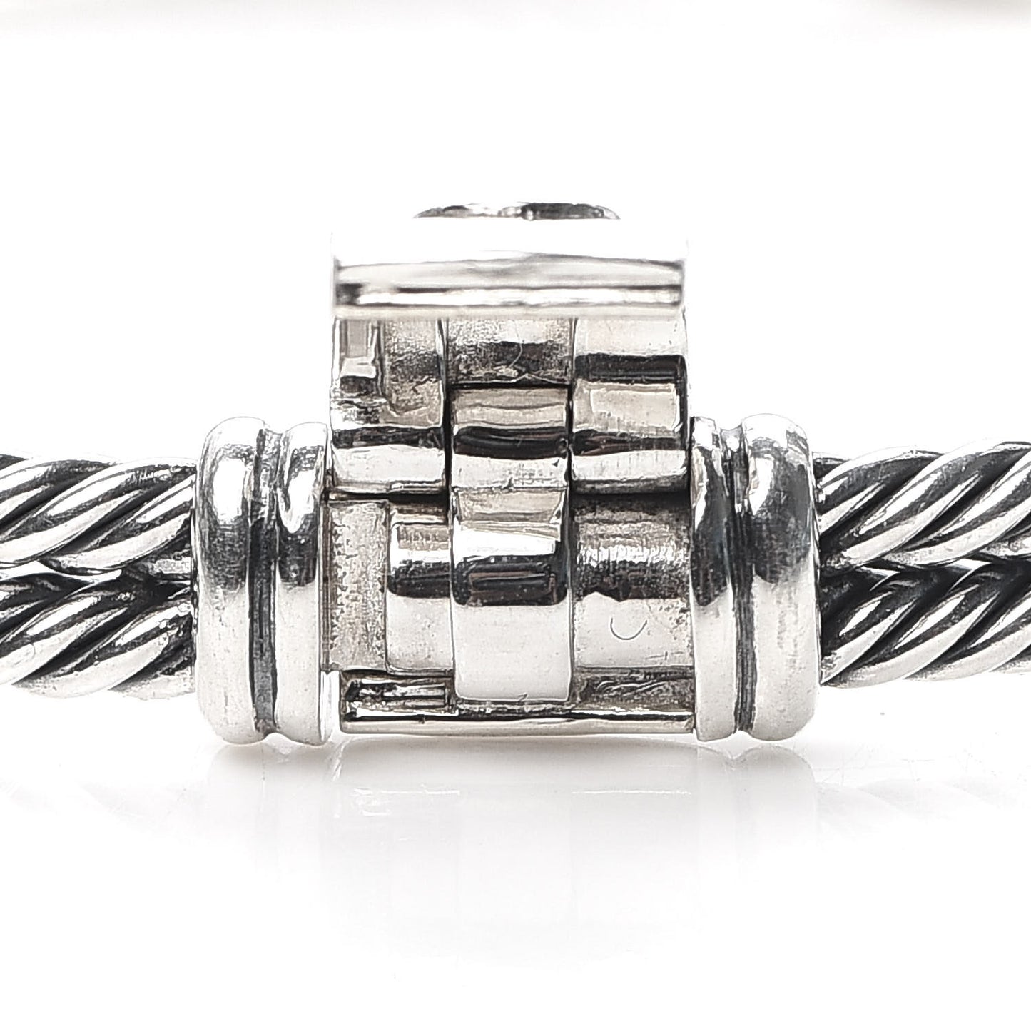 Sterling Silver Black Diamond 7mm Petite Pave Single Loop Labyrinth Bracelet