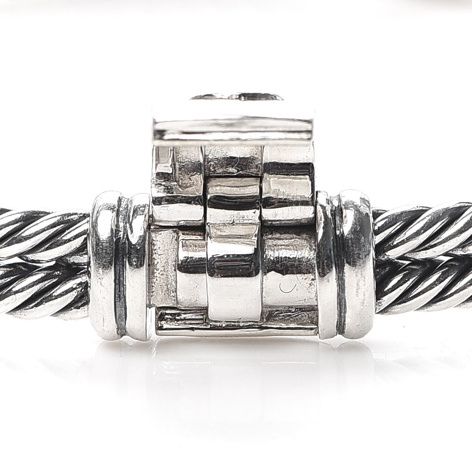 David Yurman Sterling Silver Black Diamond 7mm Petite Pave Single Loop Labyrinth Bracelet 5 of 5