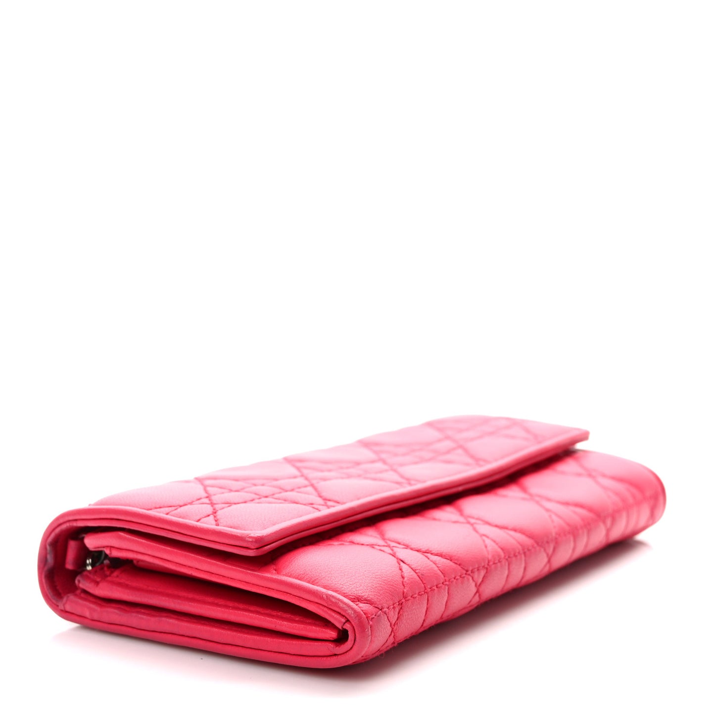 Lambskin Cannage Lady Dior Rendezvous Wallet On Chain Fuchsia