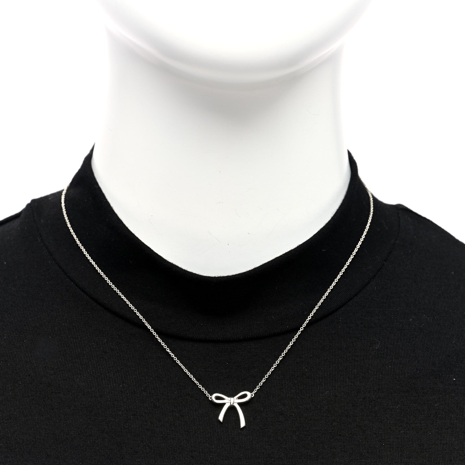 Tiffany Sterling Silver Small Bow Pendant Necklace 2 of 4