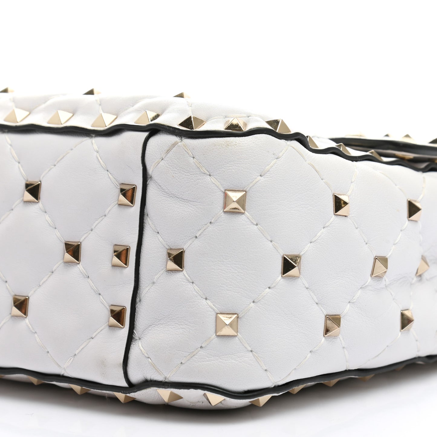 Lambskin VLTN Print Medium Rockstud Spike Shoulder Bag Optic White Black