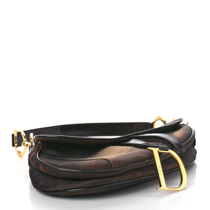 Christian Dior Satin Saddle Bag Brown Multicolor 3 of 6