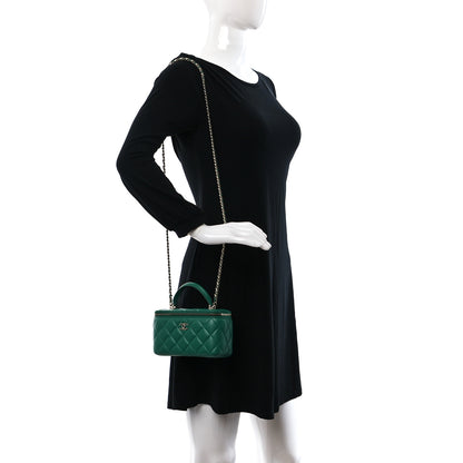 Chanel Lambskin Quilted Small Top Handle Vanity Case With Chain Green 2 of 11