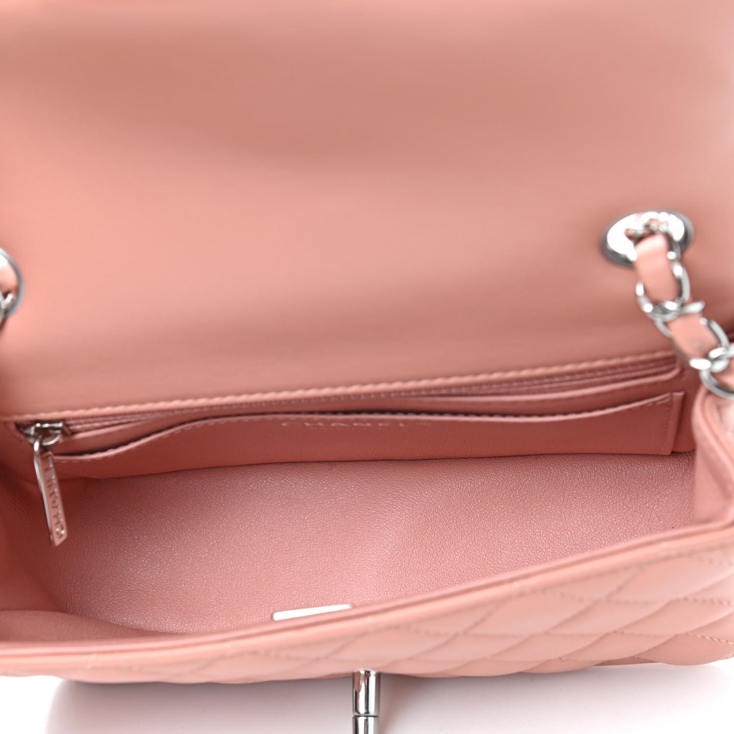 Lambskin Quilted Mini Rectangular Flap Pink