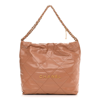 Chanel Shiny Calfskin Quilted Small Chanel 22 Camel 4 of 12