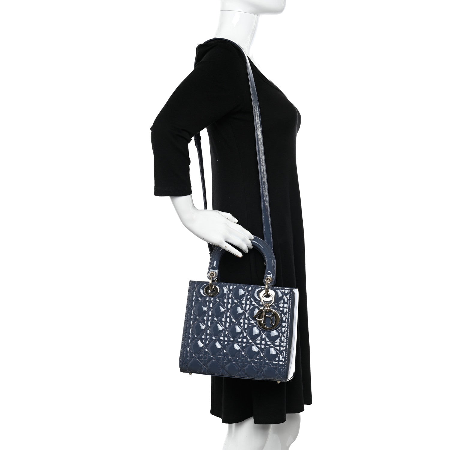 Christian Dior CHRISTIAN DIOR Patent Cannage Medium Lady Dior Cloud Blue 3 of 9