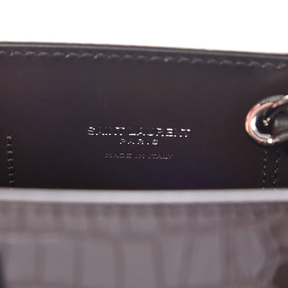 Saint Laurent Calfskin Crocodile Embossed Nano Sac De Jour Dark Brown 6 of 10
