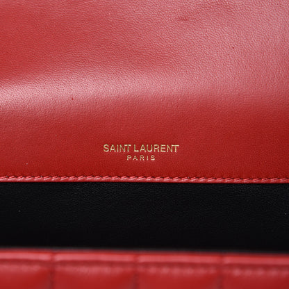 Saint Laurent Grain De Poudre Matelasse Monogram Medium Vicky Chain Bag Red 6 of 9