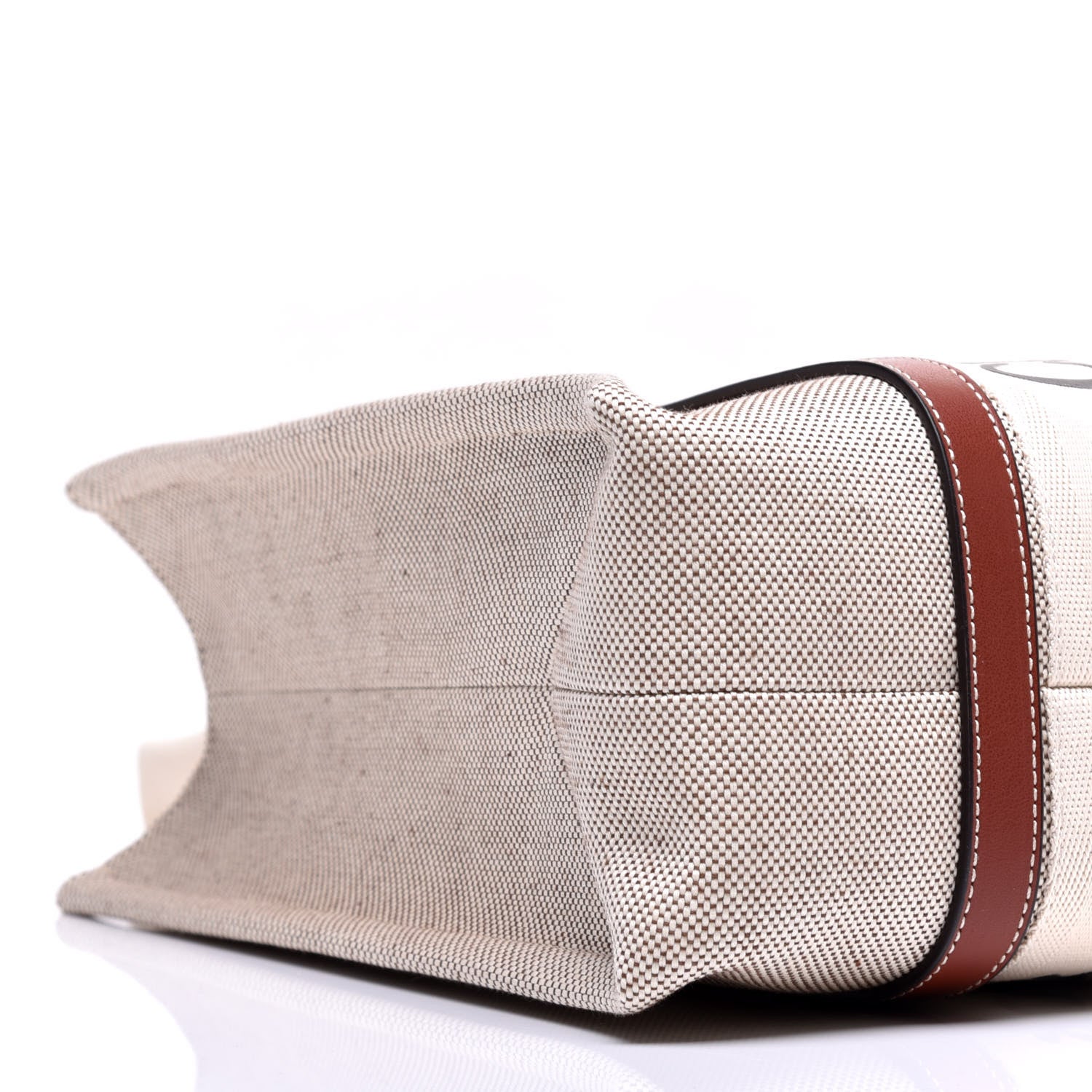 Chloe Cotton Calfskin Medium Woody Ribbon Tote White Brown 6 of 7