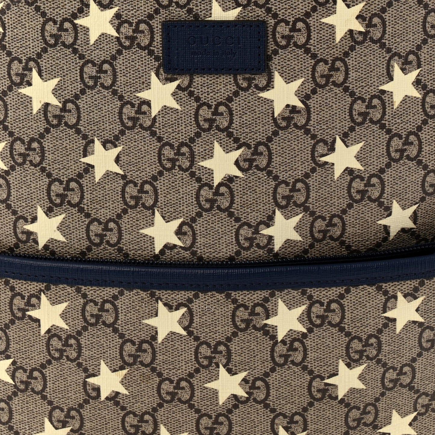 GG Supreme Monogram Stars Childrens Backpack Beige Ebony Yellow Royal