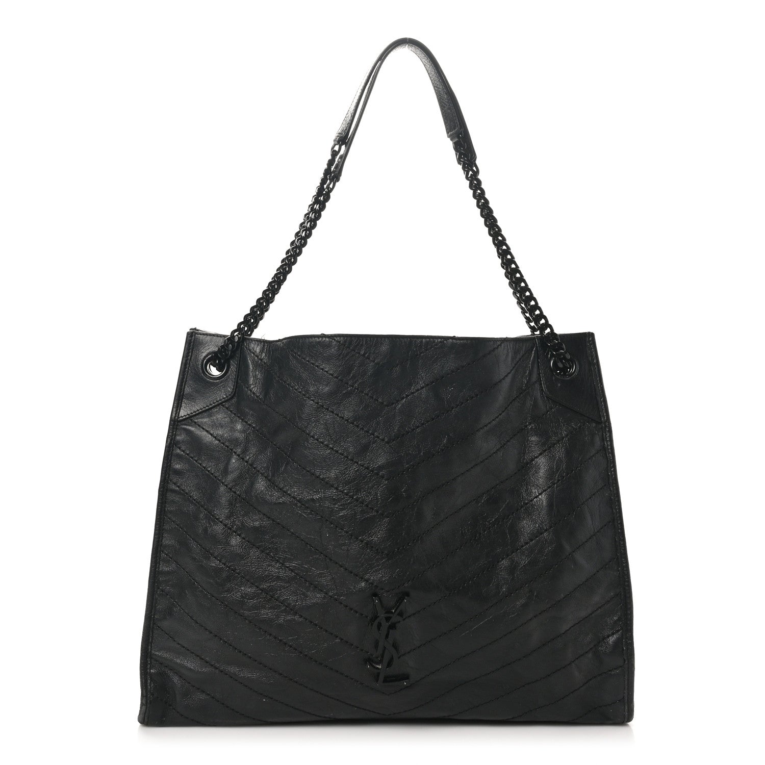 Saint Laurent Crinkled Calfskin Matelasse Monogram Large Niki Shopper Tote Black 1 of 10