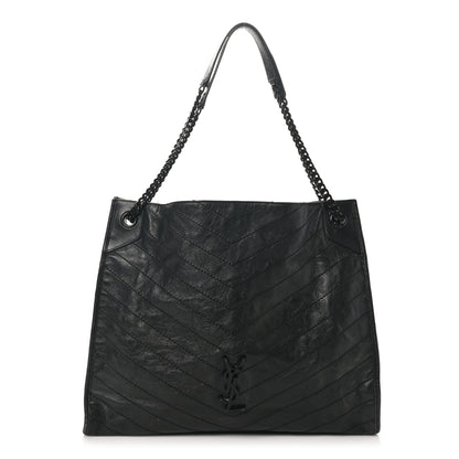 Saint Laurent Crinkled Calfskin Matelasse Monogram Large Niki Shopper Tote Black 1 of 10