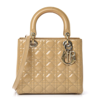 Christian Dior Patent Cannage Medium Lady Dior Beige 1 of 10