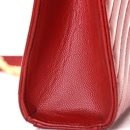 Saint Laurent Grain De Poudre Matelasse Chevron Large Monogram Satchel Lipstick Red 10 of 10