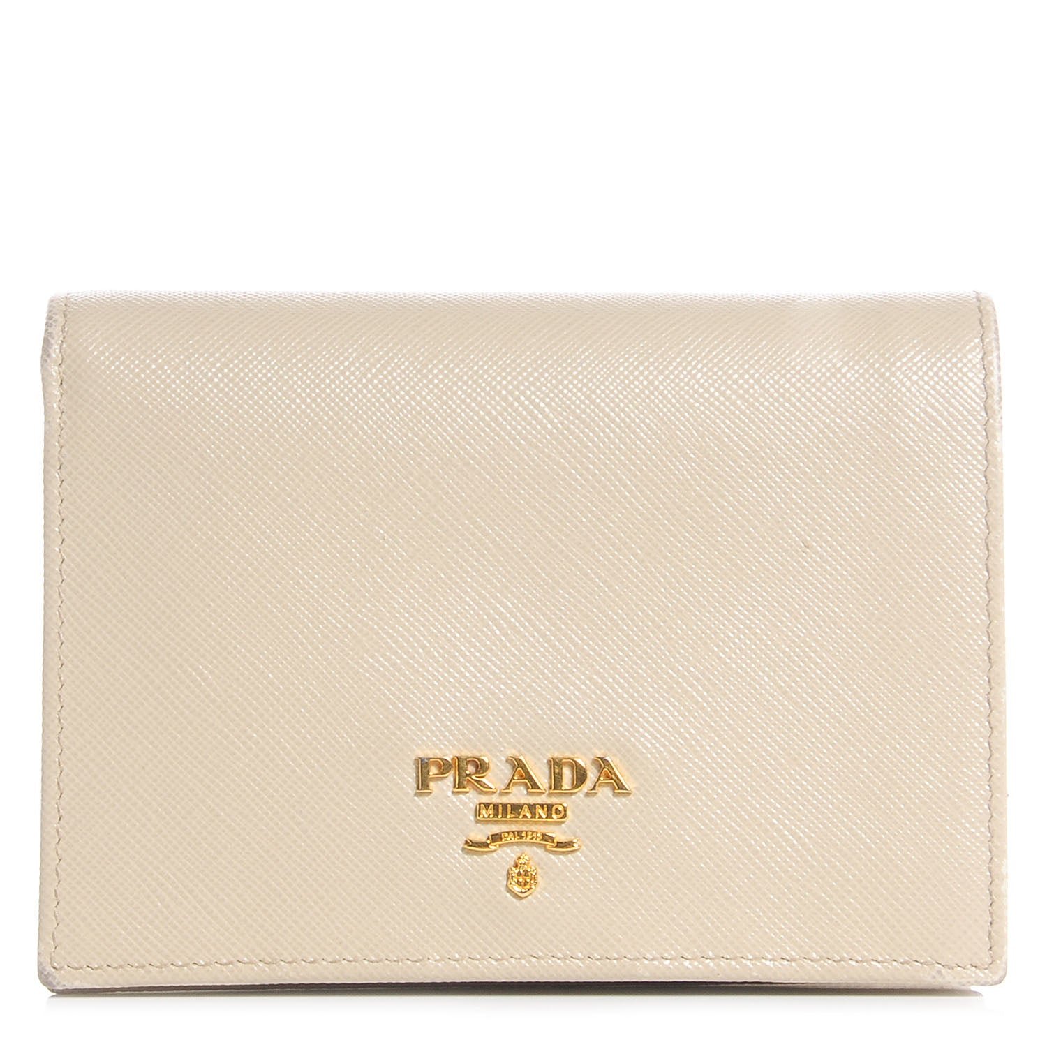 Prada Saffiano Metal Bi-Fold Wallet Cera 1 of 9