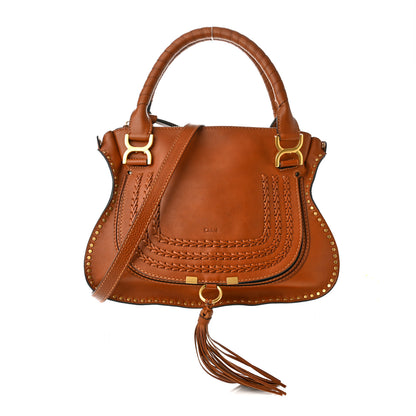 Chloe Calfskin Studded Medium Marcie Satchel Caramel 1 of 11