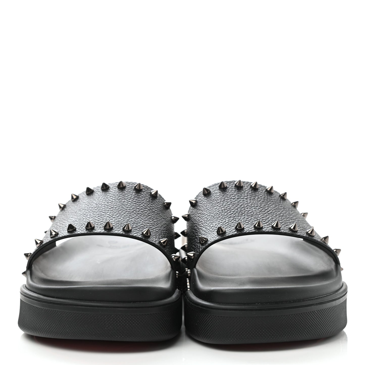 Calfskin Studded Pool Fun Platform Flat Slide Sandals 43 Black