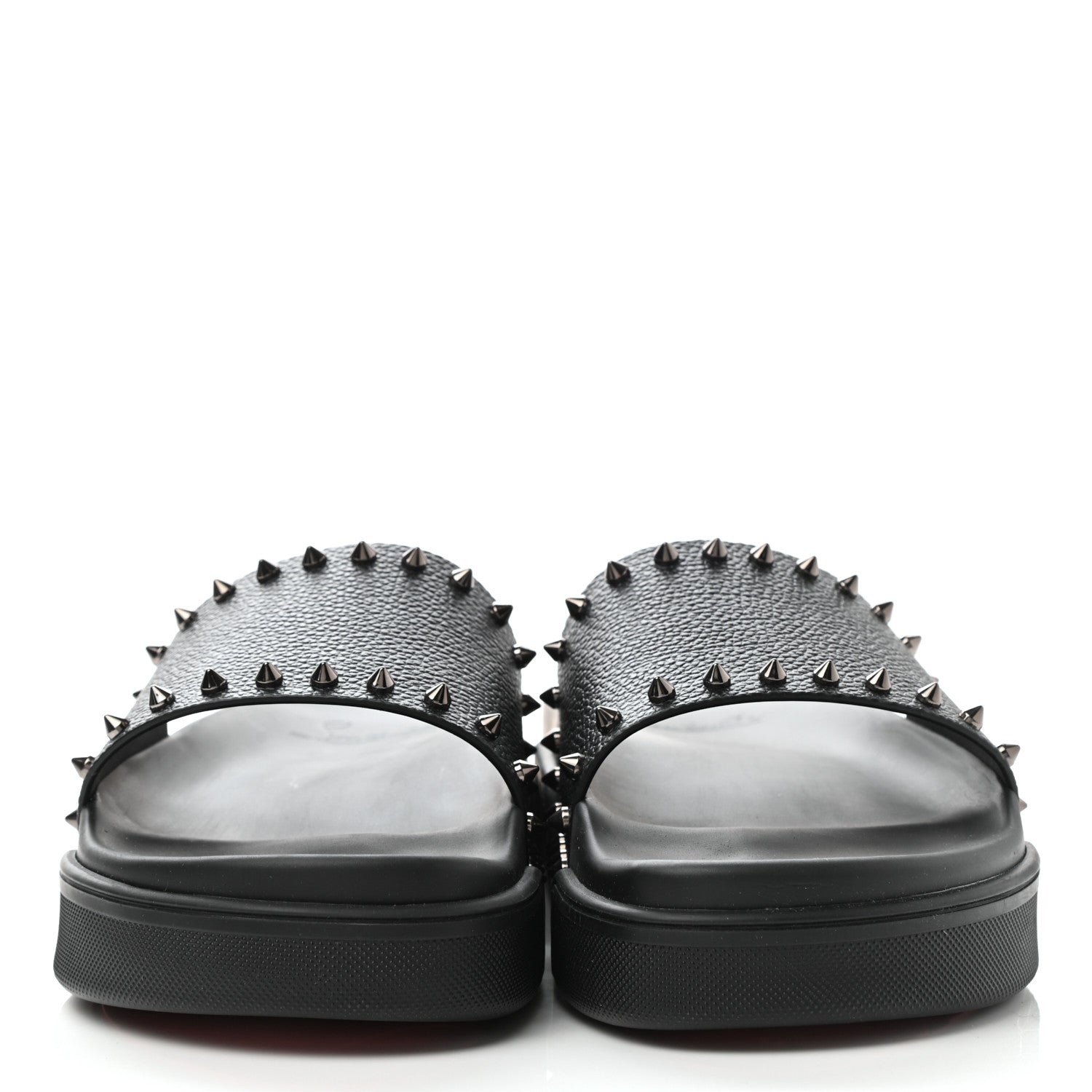Christian Louboutin Calfskin Studded Pool Fun Platform Flat Slide Sandals 43 Black 2 of 10