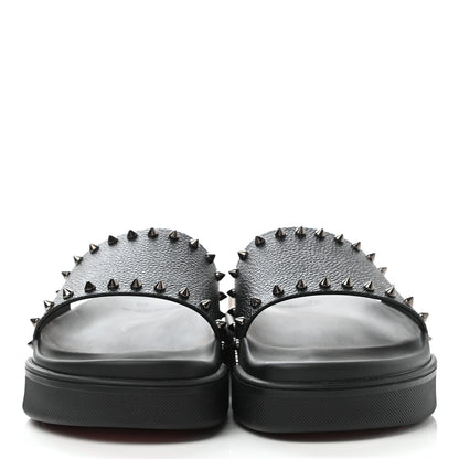 Christian Louboutin Calfskin Studded Pool Fun Platform Flat Slide Sandals 43 Black 2 of 10