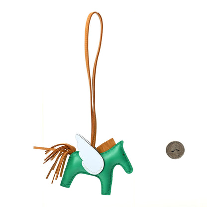 Hermes Milo Lambskin Grigri Rodeo Pegase Horse Bag Charm PM Menthe Sesame Bleu Brume 2 of 5