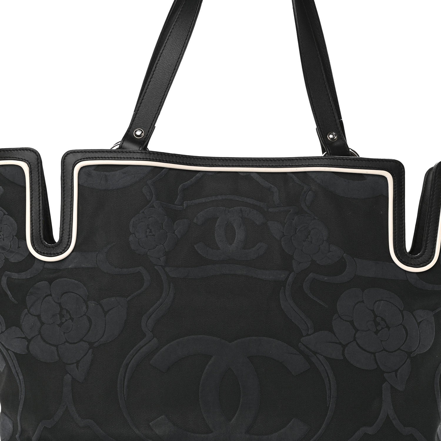 Chanel Canvas Camellia Embossed Tote Black 10 of 10