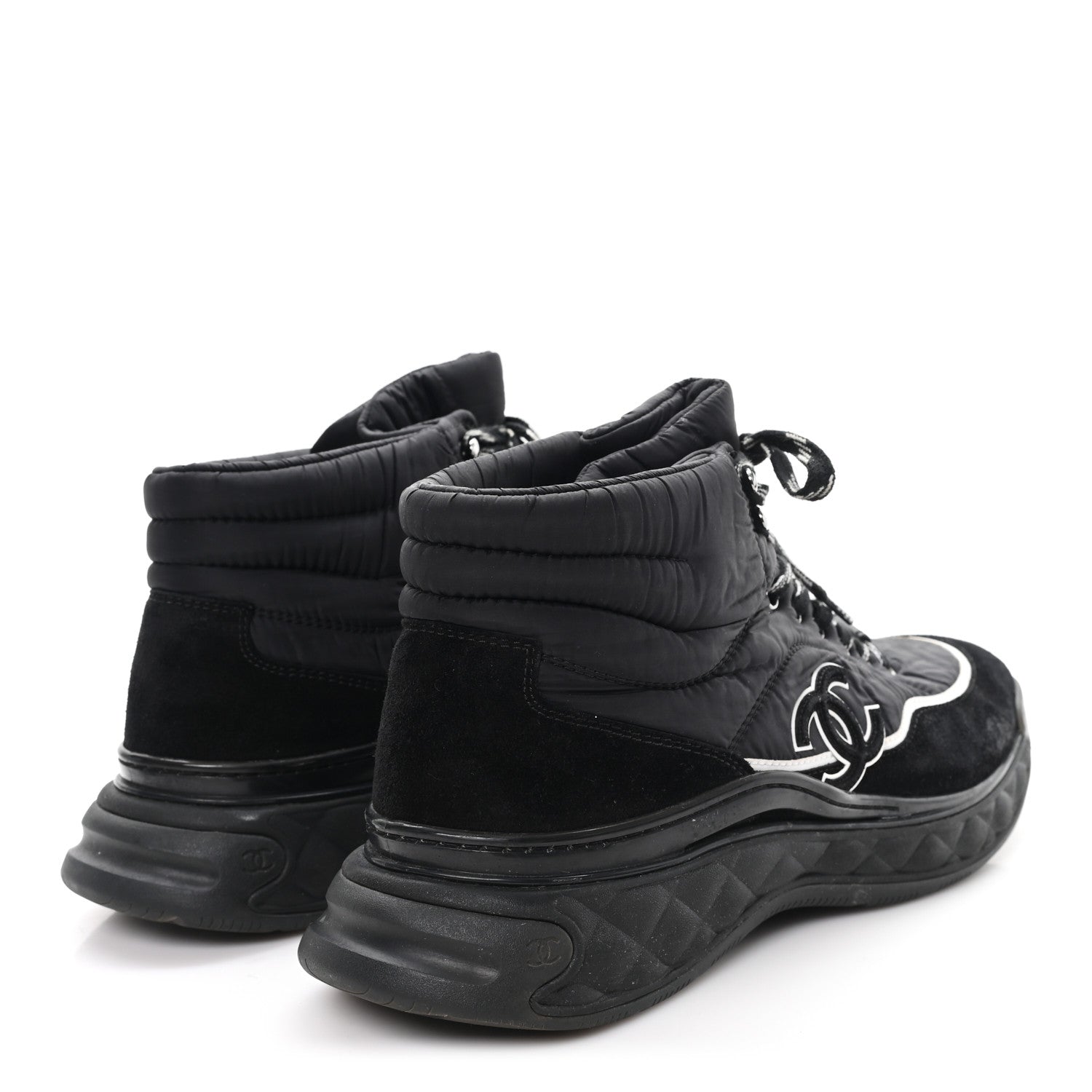 Chanel Fabric Suede Mens CC Sneakers 44 Black 5 of 9