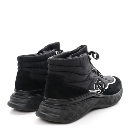 Chanel Fabric Suede Mens CC Sneakers 44 Black 5 of 9