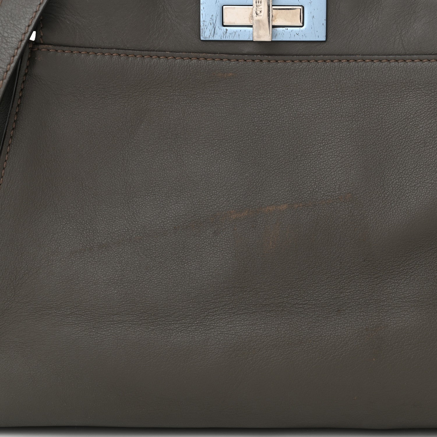 Fendi Vitello Seta Shiny Nappa Medium Peekaboo Iconic Satchel Carbone Grigio Polvere 12 of 12