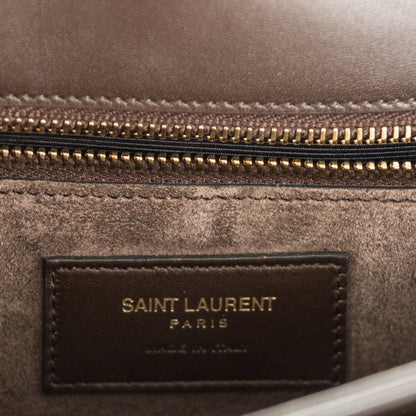 Saint Laurent Reptile Calfskin Embossed Medium Patchwork Animal Monogram Universite Bag Brown 7 of 8