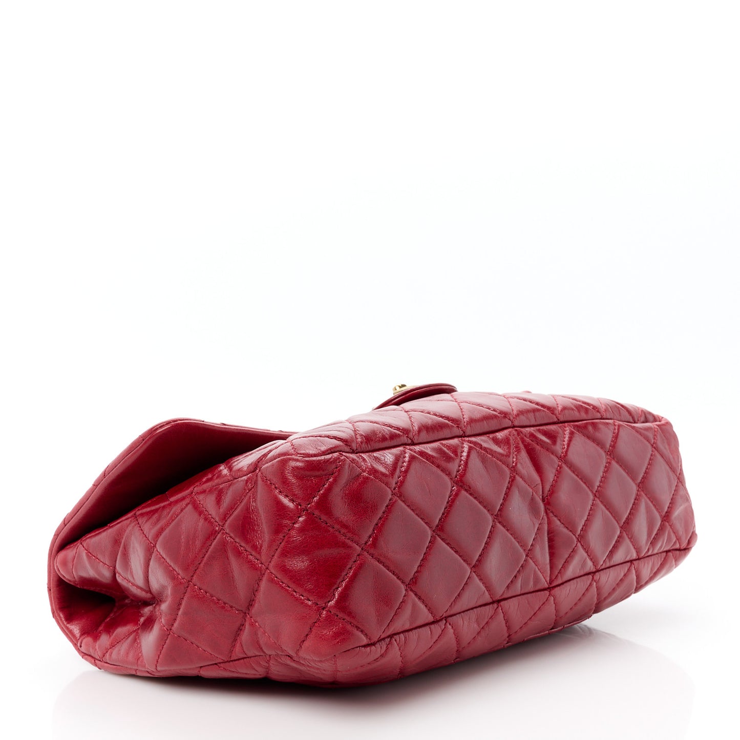 Glazed Calfskin Castle Rock Medium Flap Red