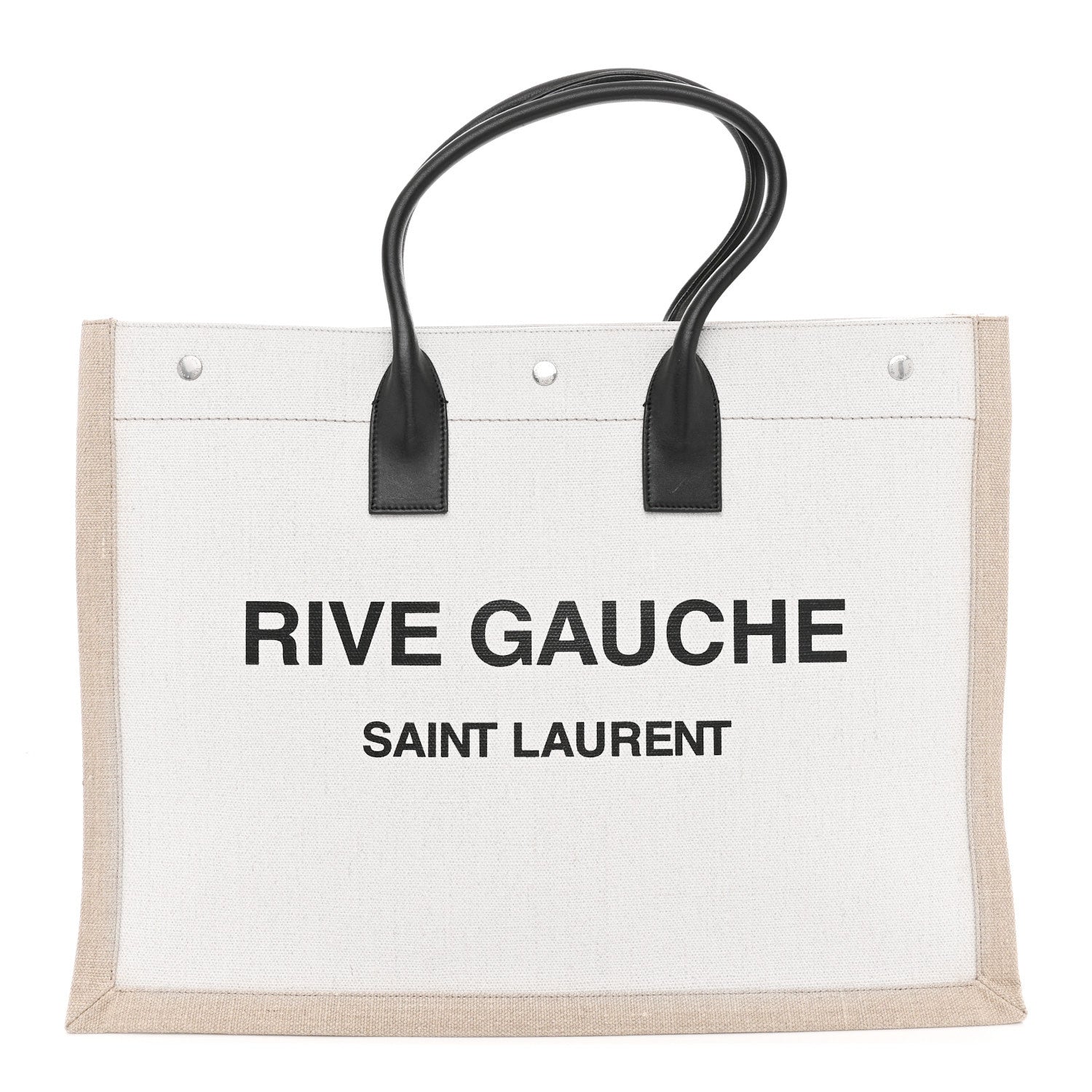 Saint Laurent Linen Calfskin Rive Gauche Tote Optic White 1 of 10