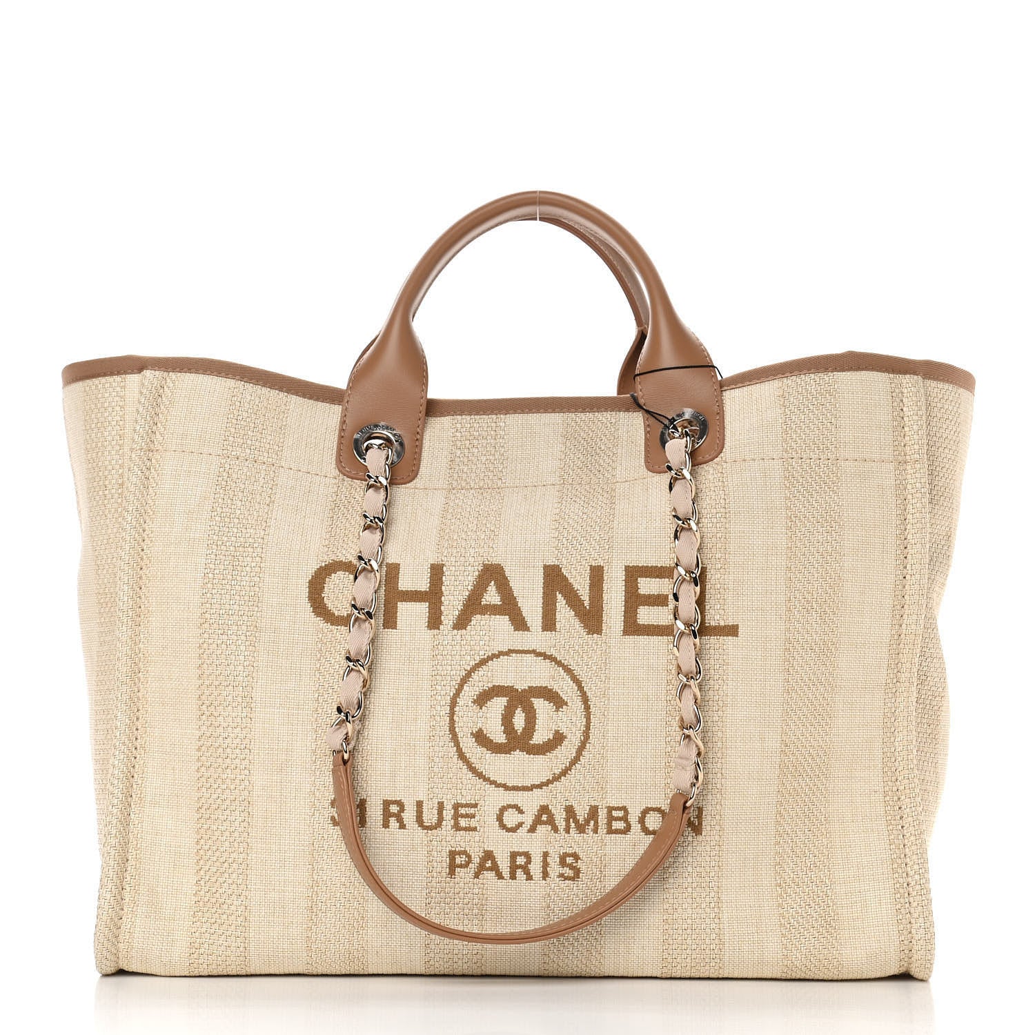 Chanel Mixed Fibers Striped Medium Deauville Tote Beige 1 of 10