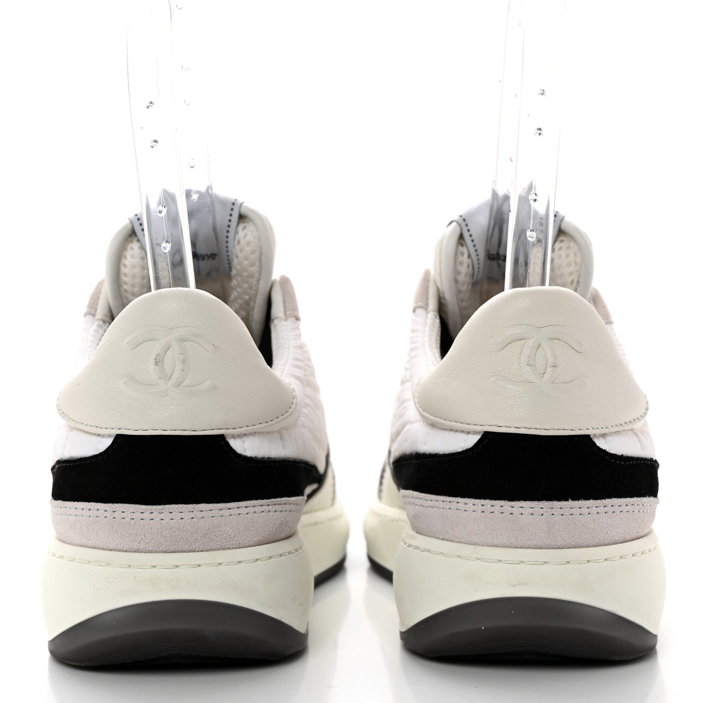 Suede Fabric Calfskin Womens CC Sneakers 39.5 White Light Gray
