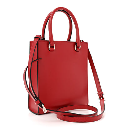 Prada Soft Calfskin Triangle Logo Embossed Small Double Handle Crossbody Tote Rosso 3 of 10