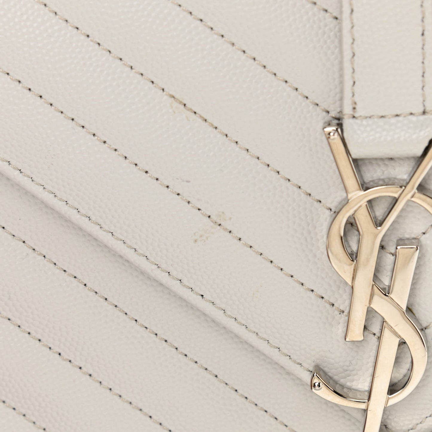 Grain De Poudre Matelasse Chevron Large Monogram Satchel Light Grey
