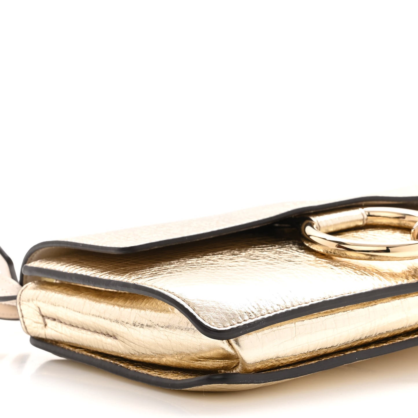 Metallic Calfskin Small Faye Shoulder Bag Gold