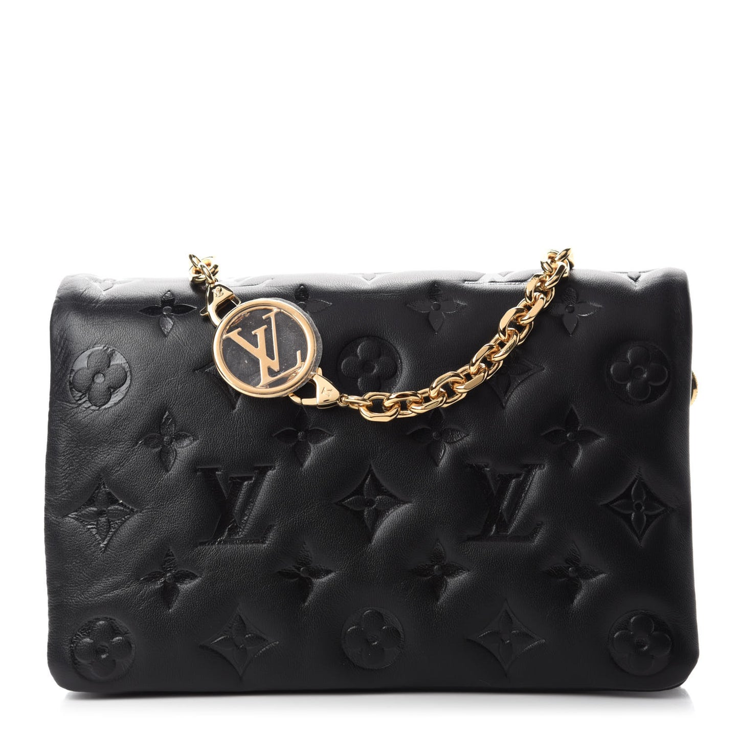 Lambskin Embossed Monogram Pochette Coussin Black