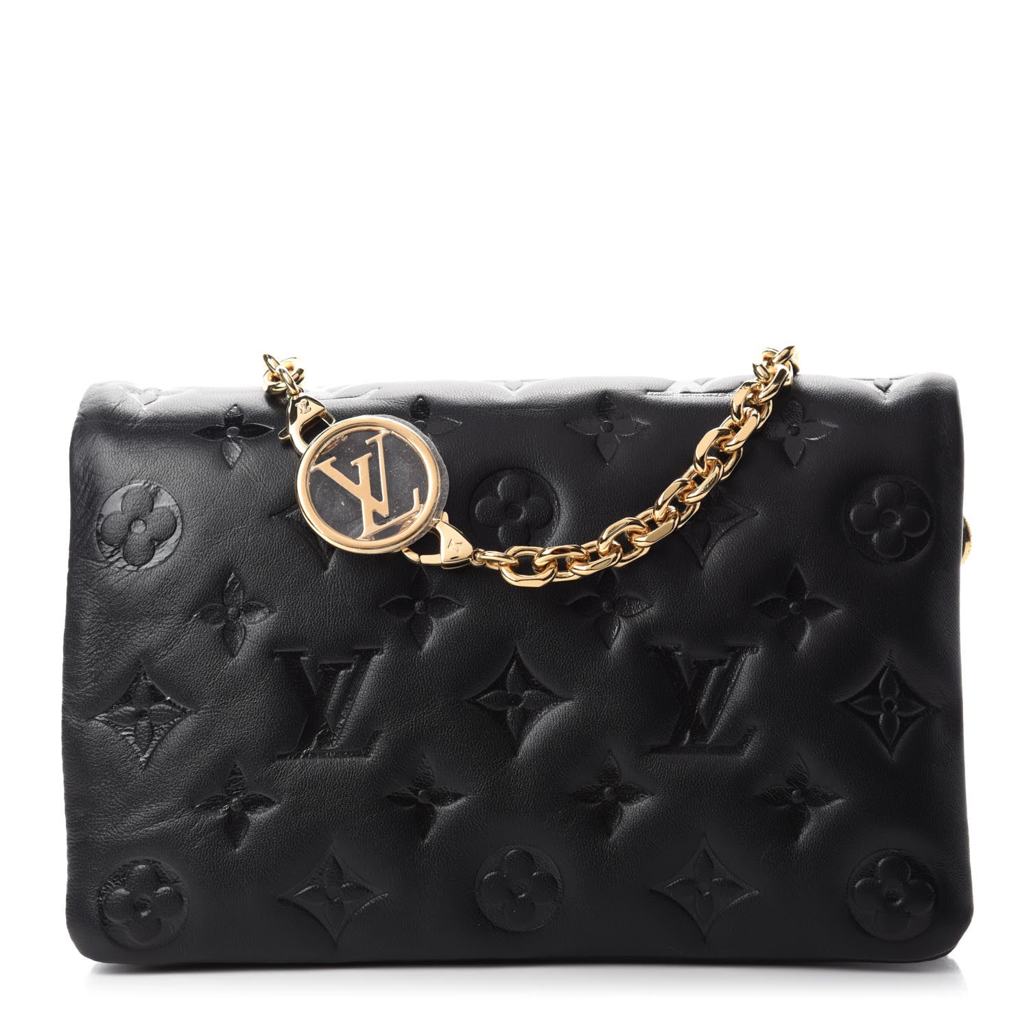 Louis Vuitton Lambskin Embossed Monogram Pochette Coussin Black 1 of 9