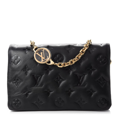 Louis Vuitton Lambskin Embossed Monogram Pochette Coussin Black 1 of 9