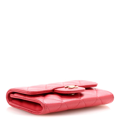 Chanel Caviar Quilted Flap Card Holder Wallet Dark Pink 4 of 12