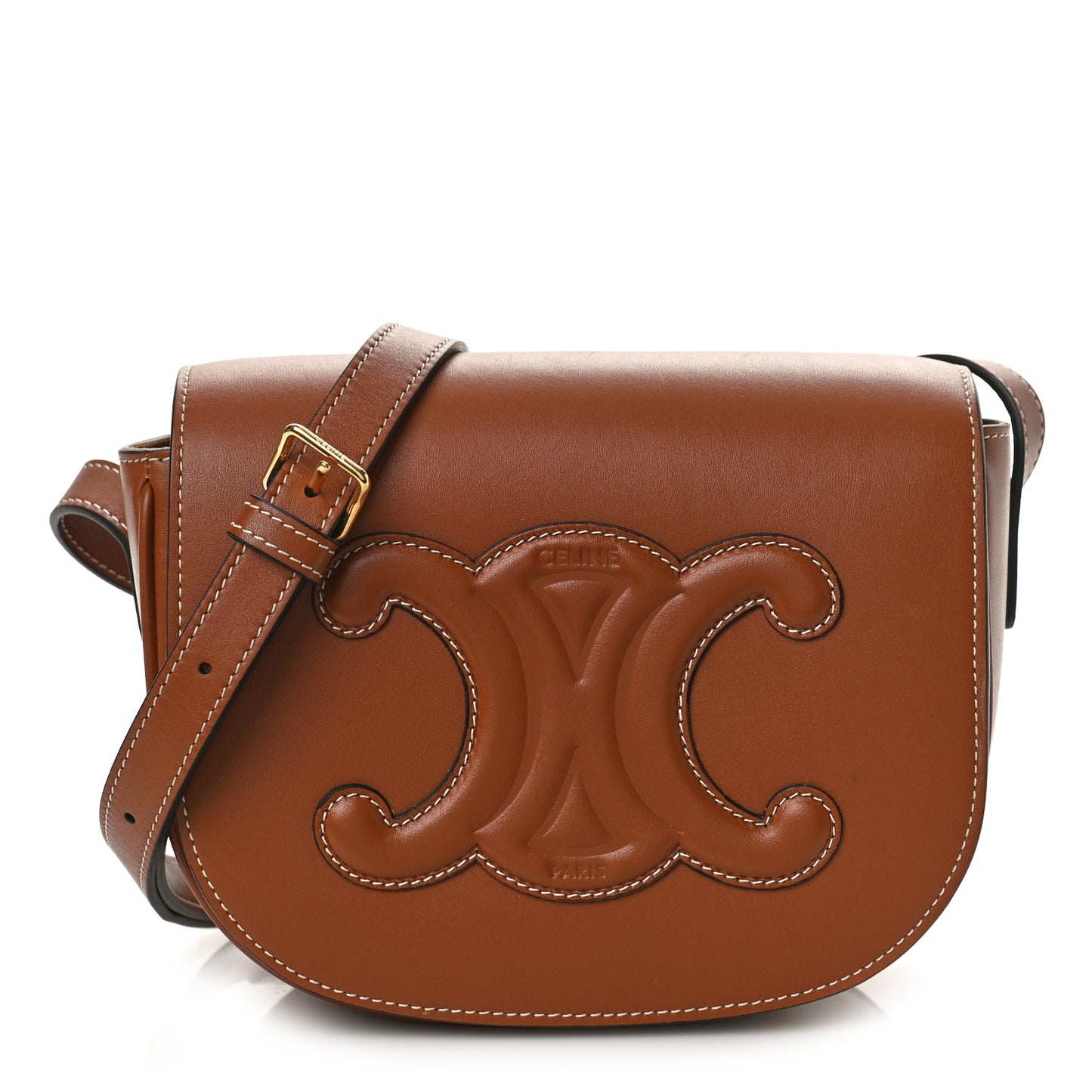 Smooth Calfskin Cuir Triomphe Folco Crossbody Bag Tan