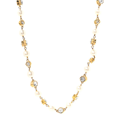 Chanel Pearl Crystal Long Necklace Gold 1 of 4