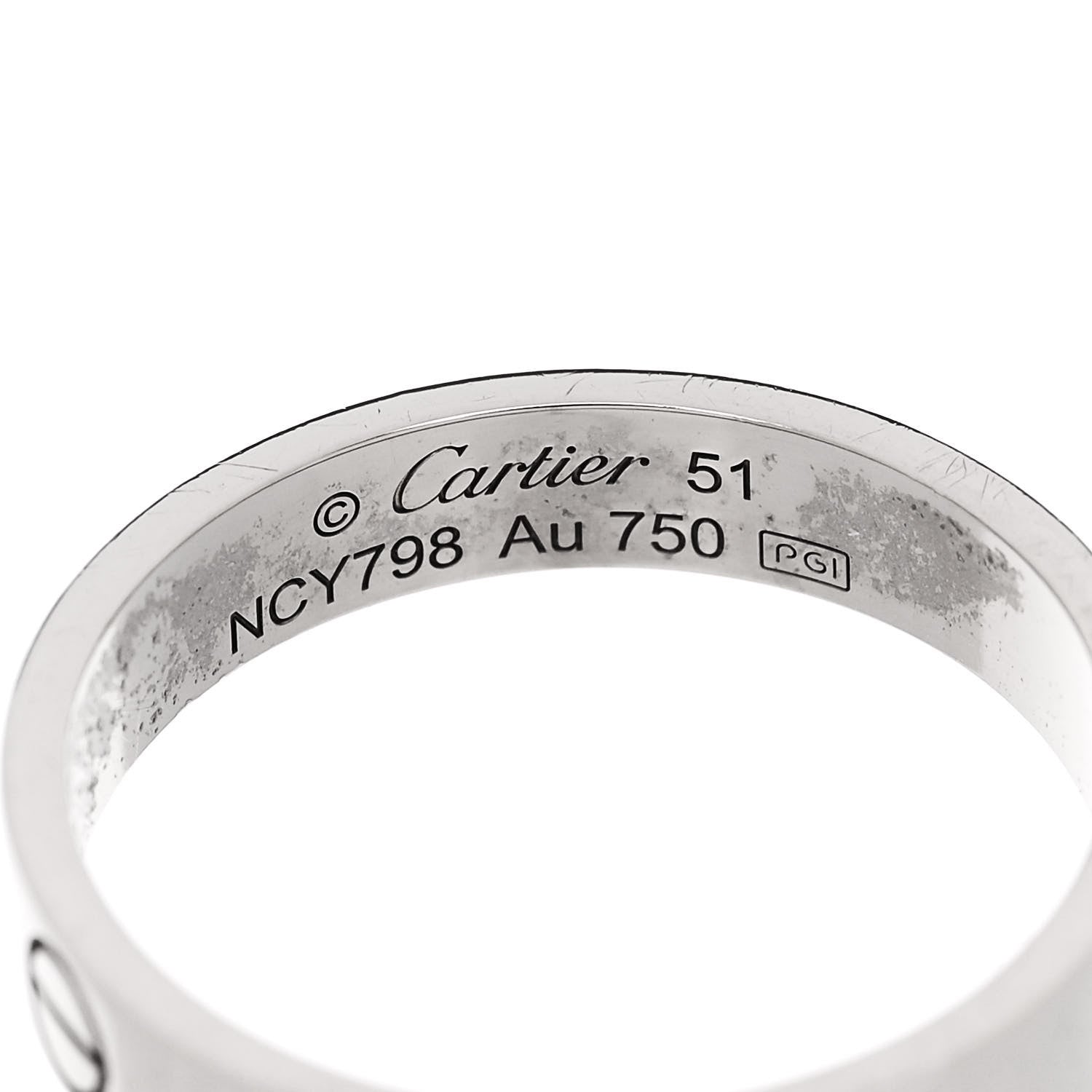Cartier 18K White Gold 3.5mm LOVE Wedding Band Ring 51 5.75 5 of 6