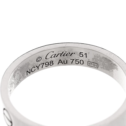 Cartier 18K White Gold 3.5mm LOVE Wedding Band Ring 51 5.75 5 of 6