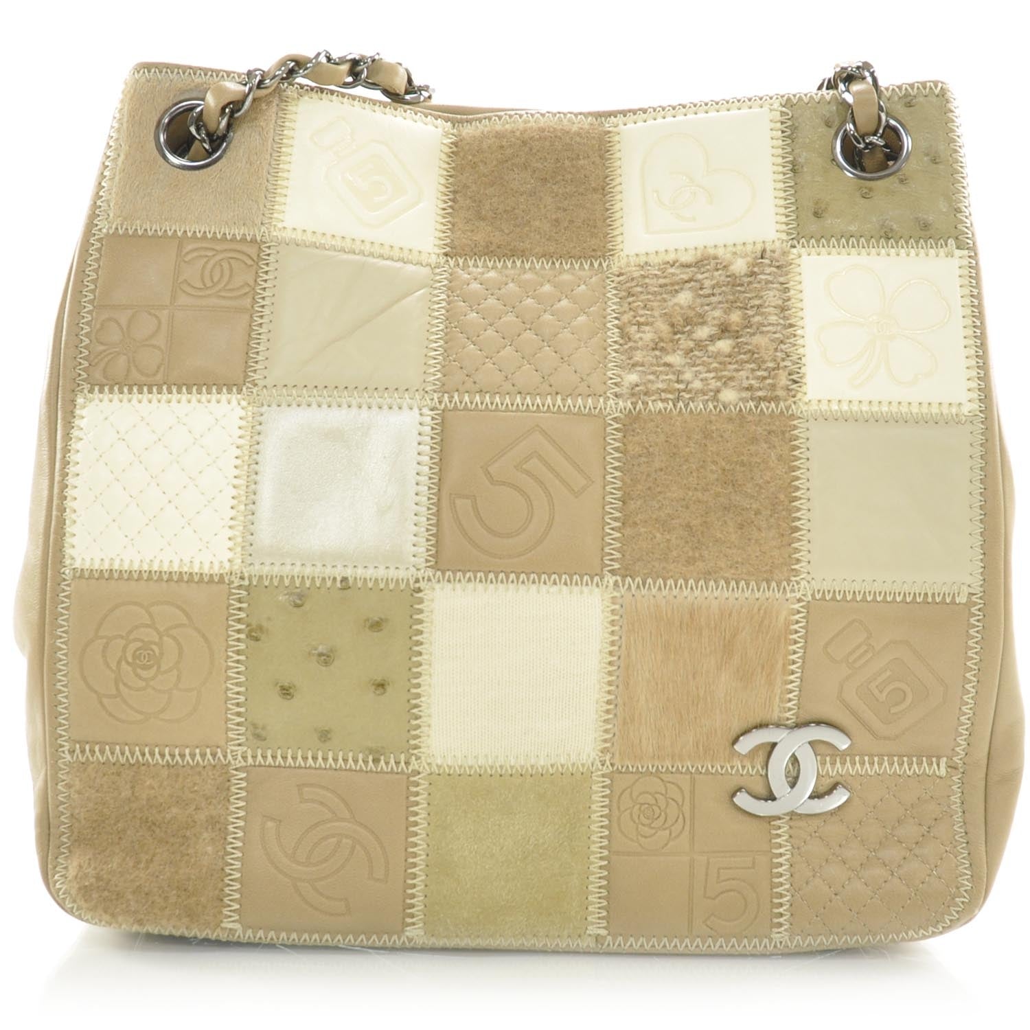 Chanel Lambskin Ostrich Quilted Patchwork Precious Symbols Tote 1 of 8