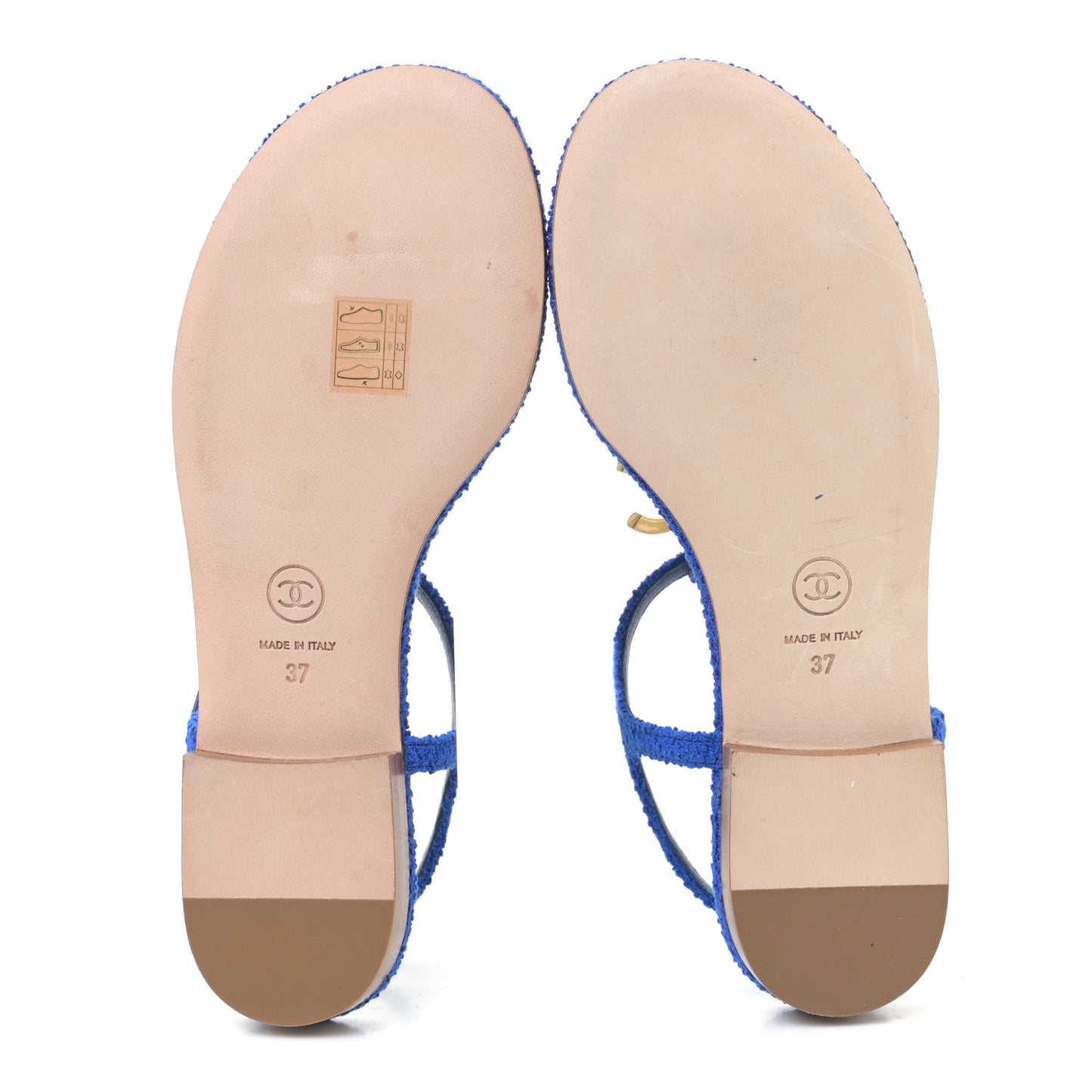Cotton Tweed CC Logo Thong Sandals 37 Navy Blue