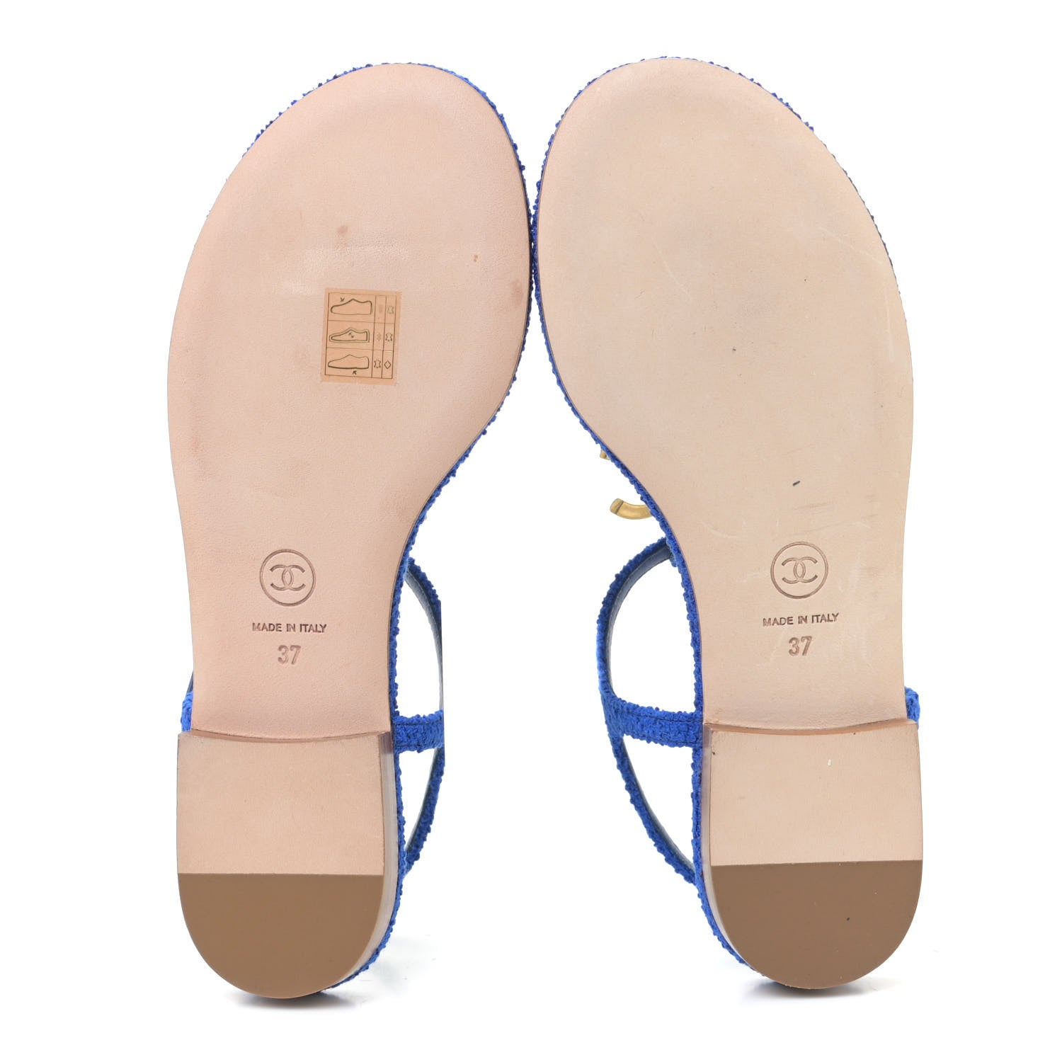 Chanel Cotton Tweed CC Logo Thong Sandals 37 Navy Blue 6 of 13