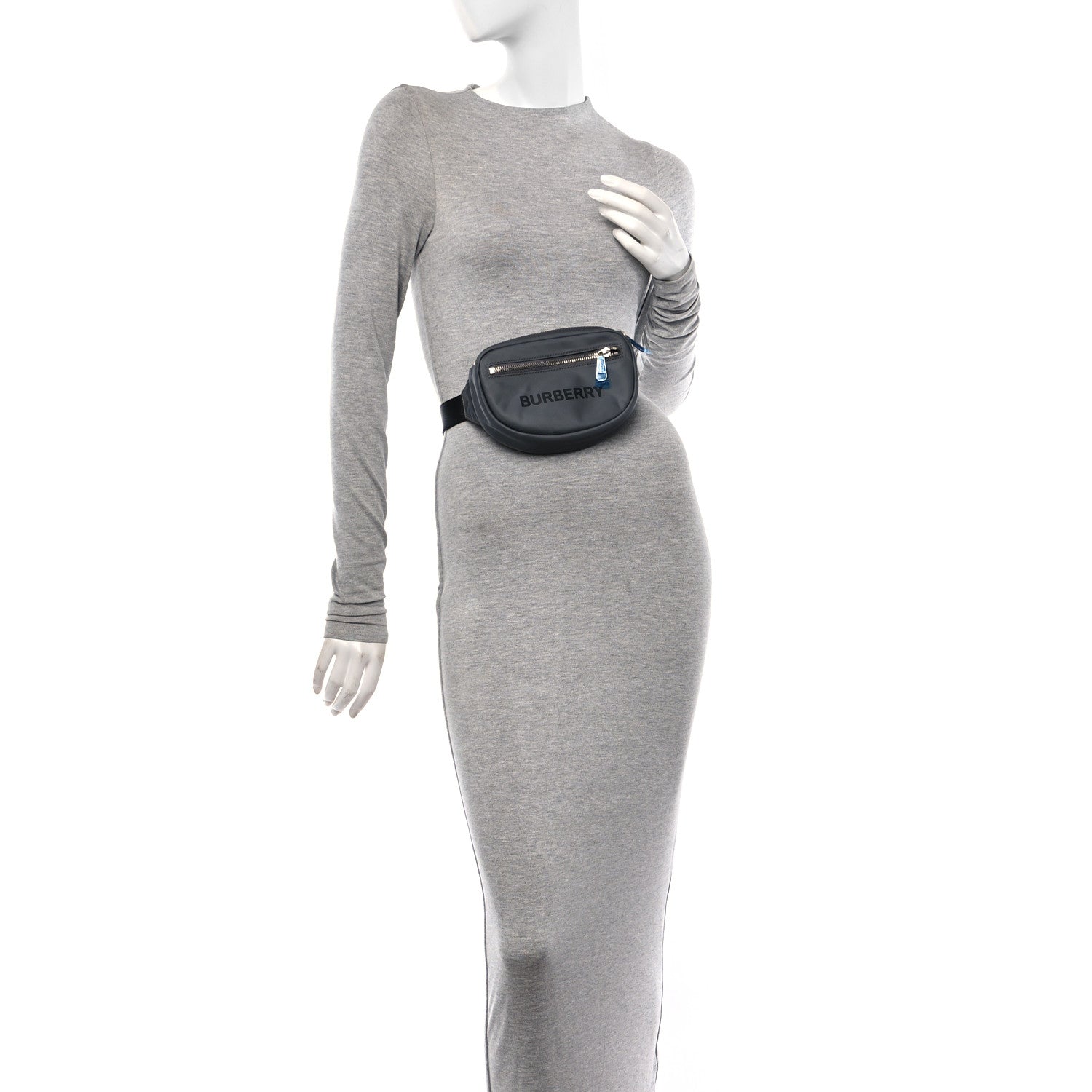 Burberry Econyl Logo Print Small Cannon Bum Bag Charcoal Grey 2 of 9
