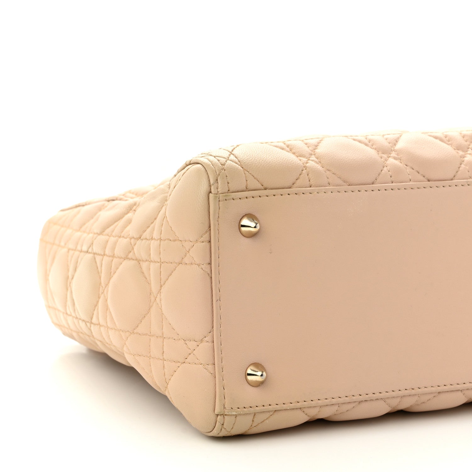 Christian Dior Lambskin Cannage Medium Lady Dior Beige 9 of 11